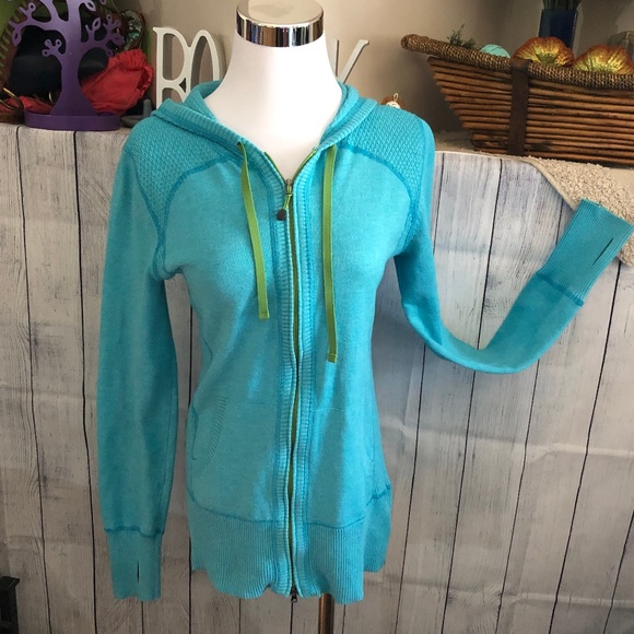 Eddie Bauer Tops - Eddie Bauer Tall M Front Zip Teal Sweater *78A*